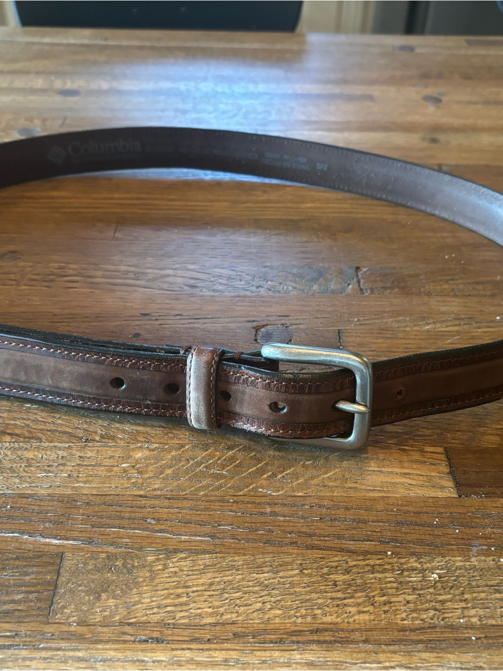 Columbia Brown Leather Men's Belt with Silver Buckle